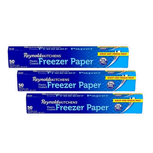 Reynolds Kitchens Plastic Coated Freezer Paper | Fight Freezer Burn with Reynolds Freezer Paper | Perfect for Arts & Crafts & Applique | Pack of 3 Rolls, 381mm x 12m