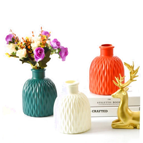 Xiaoguang Style Vases, Geometric Vase, Modern Flower Bud Vase, Artificial Vase Decoration, Striped Vase for Wedding, Offices, Tabletop, Window, Living Room, Bedroom, Entrance