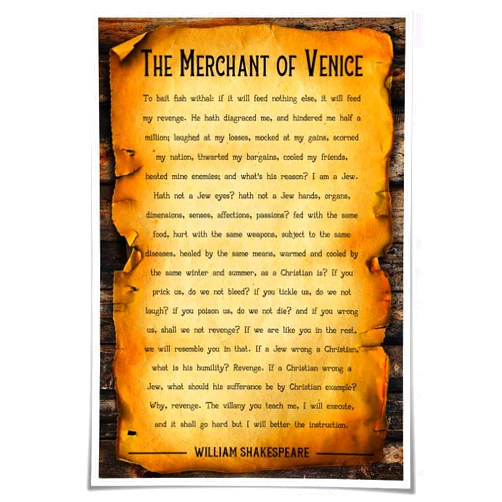 Peastrog The Merchant of Venic Poem Wall Art Room Home Poster Landscape Vertical Canvas Prints for Bedroom Giclee Prints Wall Picture Printing (8.00''x12.00'',Unframed)