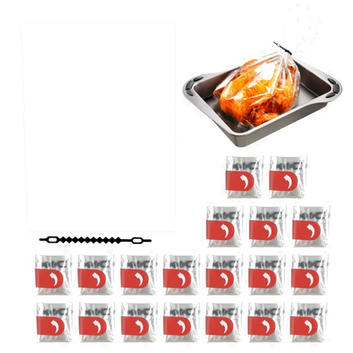 Oreutkd 20 Pcs Oven Bags with Cable Ties, High-Temperature Resistance Midde Size Chicken Cooking Bags, Baking Bags for Roasting Meats Chicken Vegetables Seafood on Thanksgiving (Diameter 7, 15