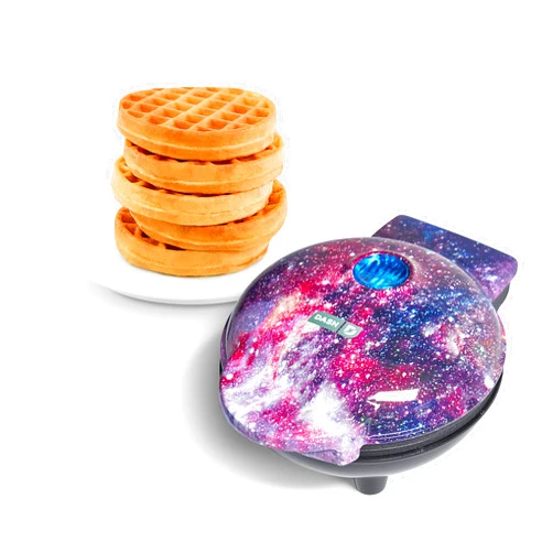 DASH Mini Waffle Maker Machine for Individuals, Paninis, Hash Browns, & Other On the Go Breakfast, Lunch, or Snacks, with Easy to Clean, Non-Stick Sides, Purple Galaxy 4 Inch