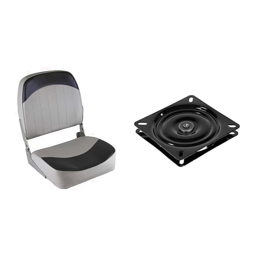 Wise 8WD734PLS-664 Low Back Boat Seat and 8WD10 360° Flat Boat Seat Swivel