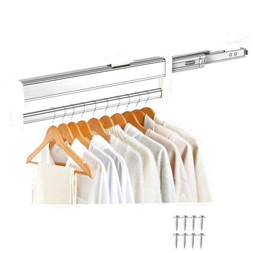 MAFAGE Pull Out Clothes Hanger Rod Adjustable Wardrobe Clothing Rail Hanger Rack Bar for Pants Clothes tainless Steel (347mm)