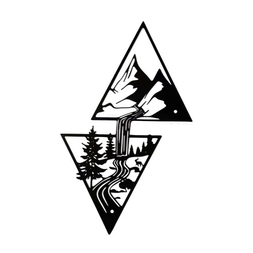 Rulbelok Metal Mountain And Waterfall Sculpture Wall Decor Metal Wall Art Decoration Hanging Decor For Bathroom Living Room Metal Wall Decor