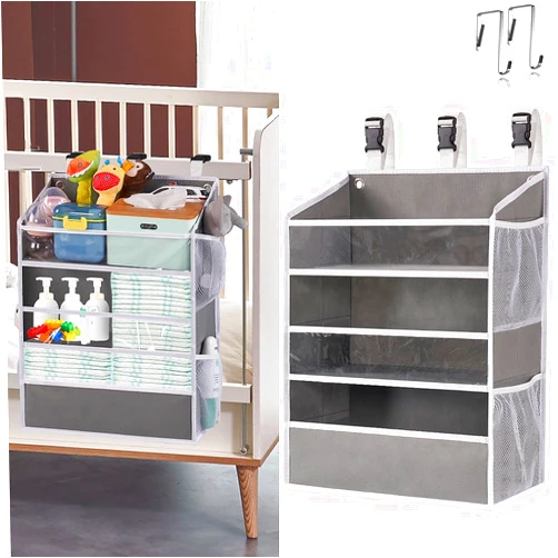 WishJazz XL Hanging Diaper Caddy Organizer for Changing Table, Crib, Playard, Wall & Door, Reinforced Diaper Stacker and Nursery Organizer-Hold 90+Diaper for Newborn Baby Essentials