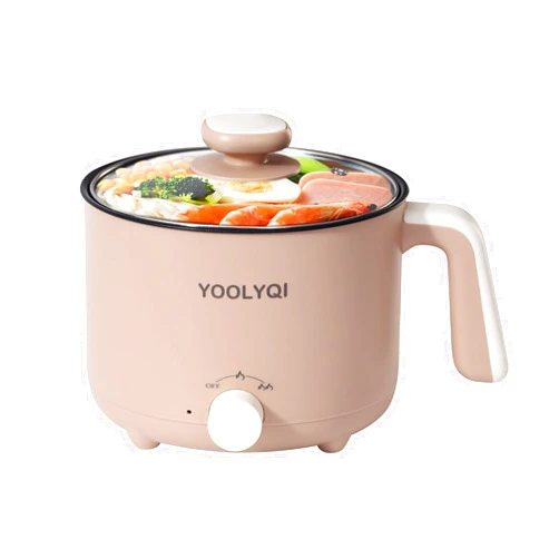 YOOLYQI Hot Pot Electric Ramen Cooker: YOOLYQI 1.5 L Portable Lazy Pot, Dual Power Regulation , Suitable for Ramen,Noodles, Soup, Oatmeal Non-Stick Pot, Dorm, Office Must Have Multi Shabu Shabu Pot (Khaki, 1.5 L)