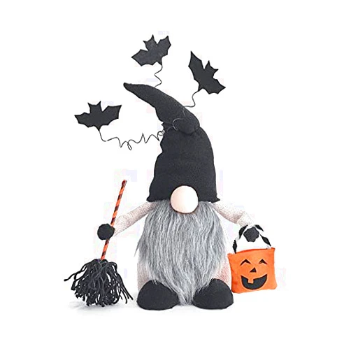 Burton & Burton Halloween Gnome with Broom Figurine