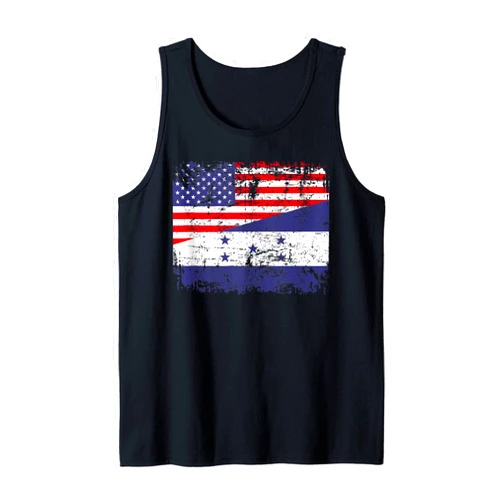 Honduras Family HONDURAN ROOTS | Half American Flag | USA HONDURAS FLAG Tank Top