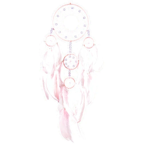 HOLSM-III Soft Dream Catchers - Light Pink Goose Feathers with Multiring, Luxury Pearl, Natural Leather, Handmade Large Dreamcatcher for Bedroom Wall Dorm Decor - HOLSM-III