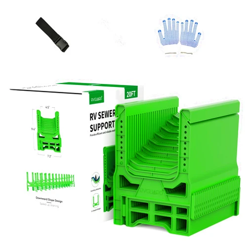 RVGUARD 20 FT RV Sewer Hose Support, with Adjustable Accordion Style for Dumping Fastly and Thoroughly, with Working Gloves, Elastic Anchor Bands and a Convenient Carry Strap