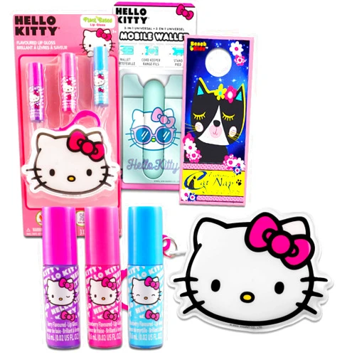 Hello Kitty Lip Gloss & Pouch For Beauty - Bundle with 3 Hello Kitty Lip Gloss in Assorted Flavors for Party Favors Plus Pouch, & More | Hello Kitty Party Favors