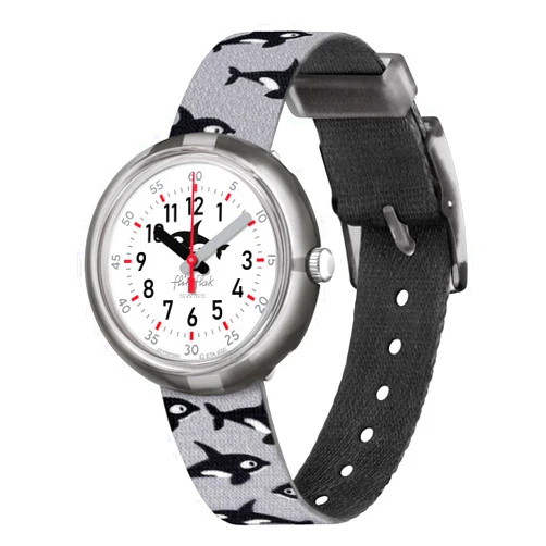 Flik Flak Unisex-Kid's Standard (R25 Power TIME 5+) bio-sourced Plastic Quartz Silicone Strap, Grey, 20 Casual Watch (Model: ZFPNP085)