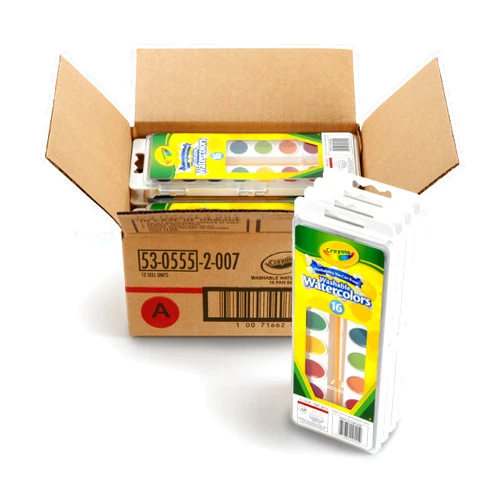 Crayola Washable Watercolor Paint Set, Bulk Art Supplies, Case of 12, 16Count