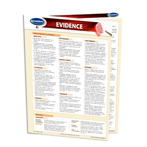 Evidence Law Guide Guide - Legal Studies Quick Reference Guide by Permacharts
