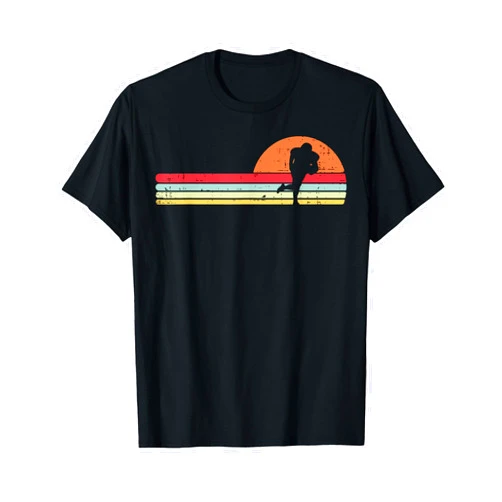 American Football Shirts Boys Men Women Gifts American Football Player Silhouette Retro Player Coach Team T-Shirt
