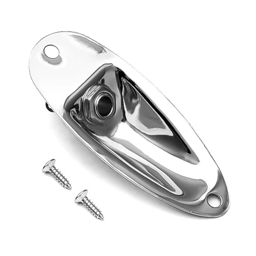MAXCHEER Guitar Input Jack Socket Plate Output Loaded Boat Style 1/4 Inch with Screws for Fender Stratocaster Strat St Mono Electric Guitar for Electric Guitar Replacement Parts (Chrome)