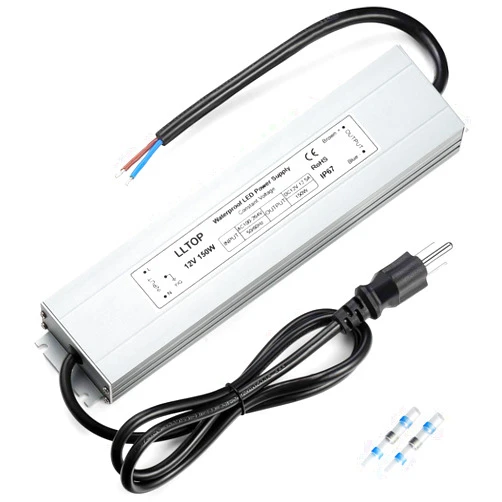 LLTOP LED Power Supply 150 Watts LLTOP Waterproof IP67 LED Driver 100-264V AC to 12V DC 12.5A Low Voltage Transformer Converter Ultra Slim Power Adapter for Indoor Outdoor LED Lights