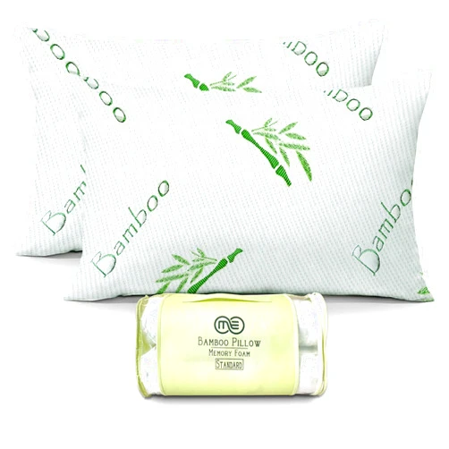 OMEO 2 Pack Standard Size Rayon Derived from Bamboo Pillow for Sleeping Shredded Memory Foam Bed Pillows for Side, Back and Stomach Sleepers, Soft, Cooling, Adjustable and Washable Cover 20