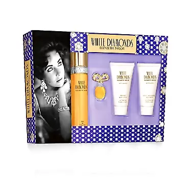 Elizabeth Taylor White Diamonds Ladies Gift Set With Spray, Body Lotion, Body Wash & Perfume