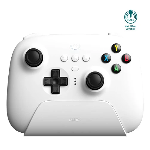 8Bitdo Ultimate 2.4G Wireless Controller, Hall Effect Joystick Update, Gaming Controller with Charging Dock for PC, Android, Steam Deck & Apple (White)