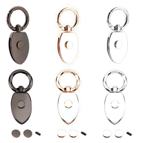 WADORN 6 Sets Metal Purse Side Connector Buckles, 3 Colors Purse Suspension Clasp Leaf Shape Handbag Chain Link Lanyard Hooks Shoulder Strap Hanging Buckles with O Ring Screws, Ring: 1 Inch