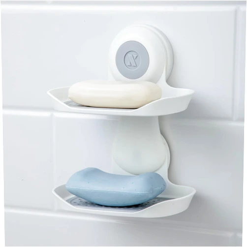 SlipX Solutions Patented Double Soap Saver, Strong Hold Suction Cup Soap Holder, Must Have Universal Kitchen & Bathroom Shower Accessories, No Drilling, No Tools, Rust-Proof, Removable, White