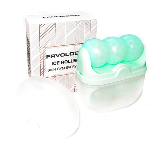 Favolosa Ice Roller for Face and Eyes Facial Skin Care Tool 2-in-1 Ice Roller for Face & Eyes - Reduces Puffiness, Relieves Migraines, with Travel Case - Ideal Gift for Women (Green)