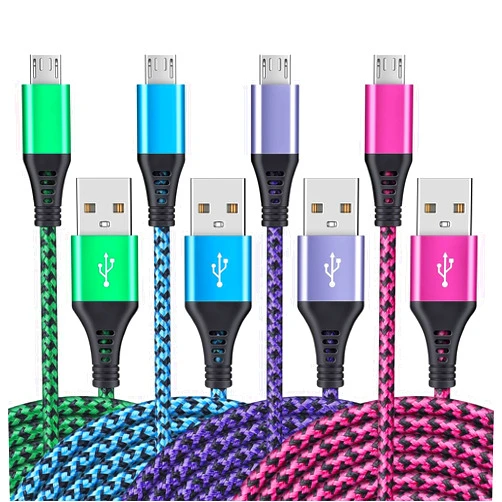 AILKIN Micro USB Cable, [4Pack/3Ft] Android USB Male to Micro B Charger Cord, Fast Charging Speed Data Wire Nylon Colored Braided Powerline Cable for Samsung Galaxy S7 S6 J7 J3 J8 A01 Kindle Fire Droid
