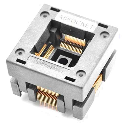 ALLSOCKET QFP64-0.5 Socket IC Burn-in Tesing Socket OTQ-64-0.5-01 0.5mm Pitch 10x10mm IC Dimension Open-top Socket Soldering Version(QFP64-0.5-STP)