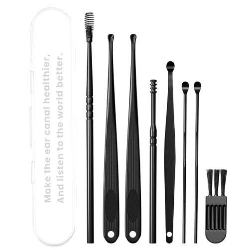 Femometer family 8 Pcs Ear Pick Earwax Removal Kit, femometer family Ear Cleansing Tool Set, Ear Curette Ear Wax Remover Tool with Cleaning Brush and Storage Box