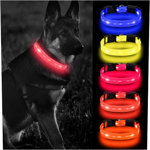 ANTECESSOR Led Dog Collar for Dogs, Waterproof Adjustable USB Rechargeable Available in 6 Hours Flashing Light Collar with PPC Material,for Medium and Large Dogs(Red)