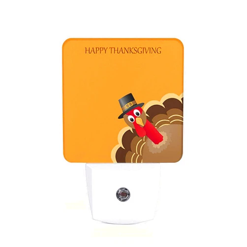 Chrobak LED Night Light Plug into Wall with Dusk to Dawn Light Sensor White Energy Efficient Turkey Thanksgiving Happy Nightlight for Bedroom Bathroom Hallway Living Room Kitchen