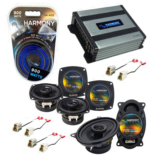 Harmony Audio HA-A400.4 Amp Bundle with (2) Harmony Audio HA-R4, Harmony Audio HA-R46 Speakers Compatible with Volkswagen Passat 90-97 OEM Speaker Replacement