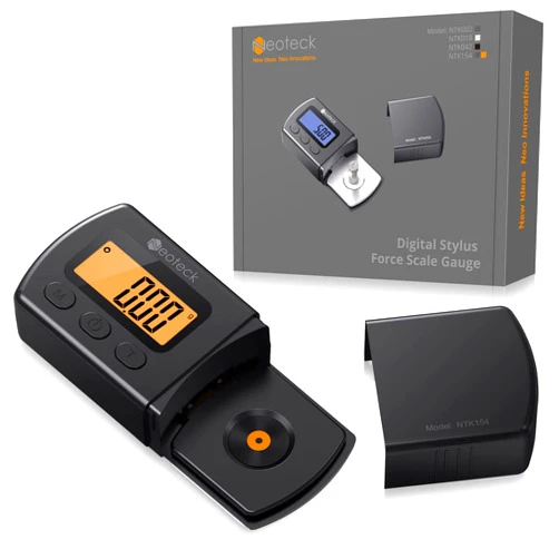 Neoteck Digital Turntable Stylus Force Scale Gauge 0.01g/5.00g Orange LCD Backlight for Tonearm Phono Cartridge-Jet Black