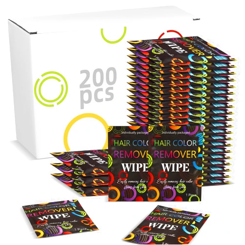Tondiamo 200 Pcs Hair Color Remover Wipes - Individually Wrapped, Single Use, Gentle Non-Irritating Towelettes to Easily Remove Hair Dye Stains from Skin