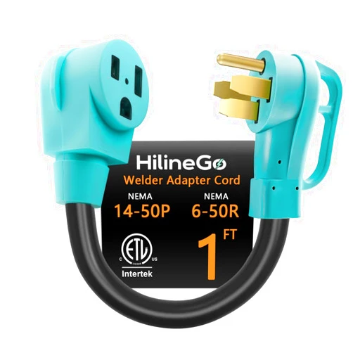 HILINEGO Nema 14-50P to 6-50R Welder Adapter Cord, 50 Amps, Heavy Duty STW 6 AWG, 250V 12500 Watt, 12Inch, ETL Listed