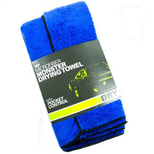 Zwipes Auto 669 Large Premium Absorbent Microfiber Drying Towel, Pocketed Plush Lint-Free Cloth, Blue