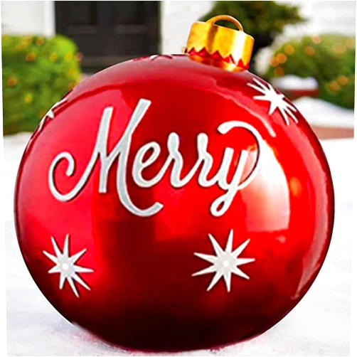 BDMFJY Christmas Decoration, 23.6Inch Outdoor Christmas Inflatable Decorated Ball, Giant Christmas Inflatable Ball Christmas Tree Decorations, Home Outdoor Christmas Inflatable Ball,R