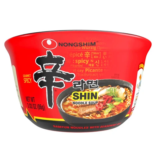 Nongshim Gourmet Spicy Shin Noodle Soup Bowl, 12 Pack, Microwaveable Ramyun Soup Noodles, No MSG Added