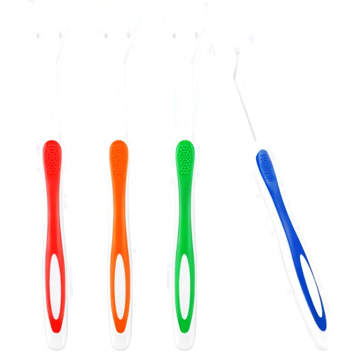 Boao 4 Pieces Toothbrush 3 Sided 7.1 Inch Autism Sensory Toothbrush 360 Degree Cleaning Travel Brush Complete Teeth Angle Clean Tooth(Green, Blue, Yellow, Red)