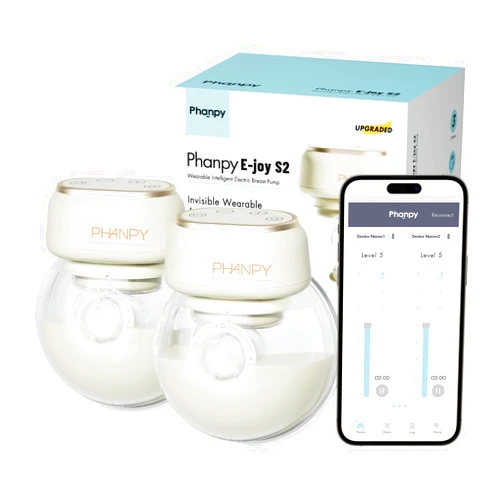 Phanpy E-Joy S2 App-Controlled Breast Pump, Wearable Hands Free Breast Pump with Intelligent Control, 3 Modes 8 Levels, High Performance LED Touch Screen Low Noise, 24&20 mm inserts(2 Counts)
