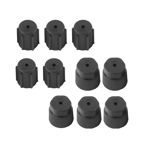 Heyzidu 10 PCS AC Valve Caps, 13 mm & 16 mm A/C Service Repair Cover, ABS High and Low Pressure Car AC System Charging Port Cover, Universal for Most Cars (Black)