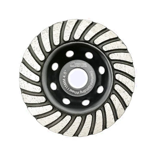 SHDIATOOL 4-1/2 Inch Turbo Row Diamond Grinding Cup Wheel for Concrete Granite Marble Masonry Brick Fits 7/8 Inch Arbor