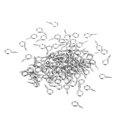 uxcell 120Pcs Eye Screws, 304 Stainless Steel 8x4mm Small Self Tapping Screw Hooks Ring Mini Eye Pins for DIY Handwork Wooden Clay Pendants Cork Bottles, Silver