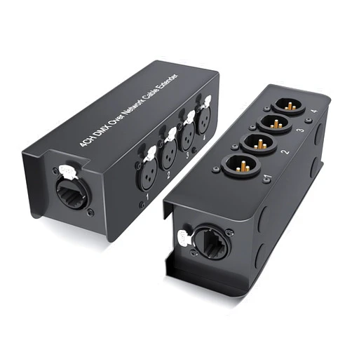 Piiyoosnn 4 Channel 3 Pin XLR Male to Female Over RJ45 Ethercon Cable Multi Extender for Stage Sound Lighting and Recording Studio- XLR/AES/DMX Channel Over Shielded (Pair Male+Female Box)