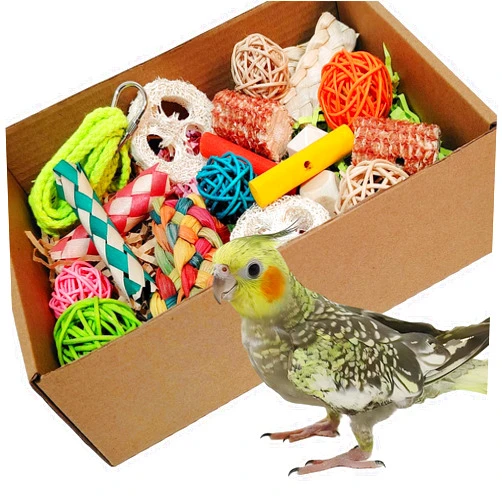 Kencunay bird toys，Colorful Parrot Foraging and Tearing Toy Box - Suitable for chewing and foraging of long tailed parrots, Quaker parrots，cockatoos, Sun Conure， and other small and medium-sized parrots
