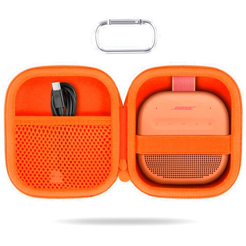 Co2CREA for Bose New SoundLink Micro 2nd Gen Portable Bluetooth Speaker Hard Protective Case, Portable Travel Case with Carabiner (Orange) - co2CREA