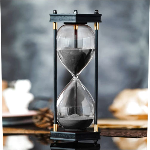 AKAKA MUNING Large Hourglass Timer 60 Minute, Decorative Hexagon Frame Sandglass with Black Sand