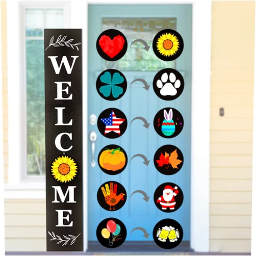 LOTKEY Interchangeable Welcome Sign for Front Porch Standing