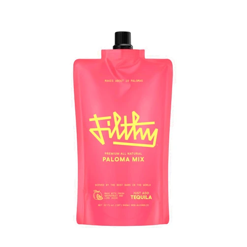Filthy Food Filthy Paloma Mix, Premium Cocktail Mixer, All-Natural, Non-GMO, Vegan & Gluten-Free, Made with Fresh Ruby Red Texas Grapefruit & Florida Lime Juice, Organic Agave Nectar, 32 Oz Pouch
